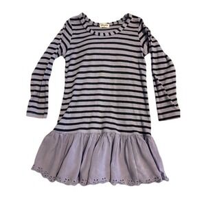 Splendid Girls 2T Dress Striped Black Blue Long Sleeve Ruffle Hem Casual Cute‎